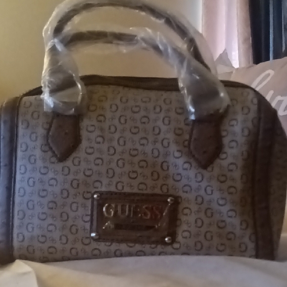 GUESS Brown and Tan Logo Satchel - Picture 1 of 1